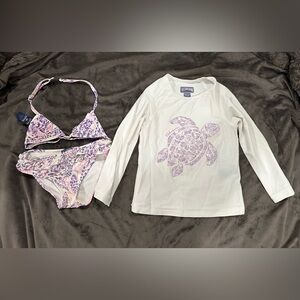 Vilebrequin Kids Bikini Set with SPF rash guard - Purple and Cream